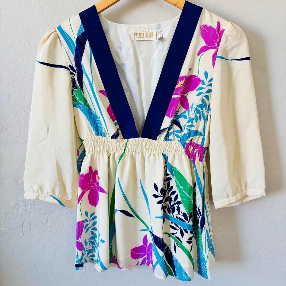Anthropologie Cream Floral Blouse